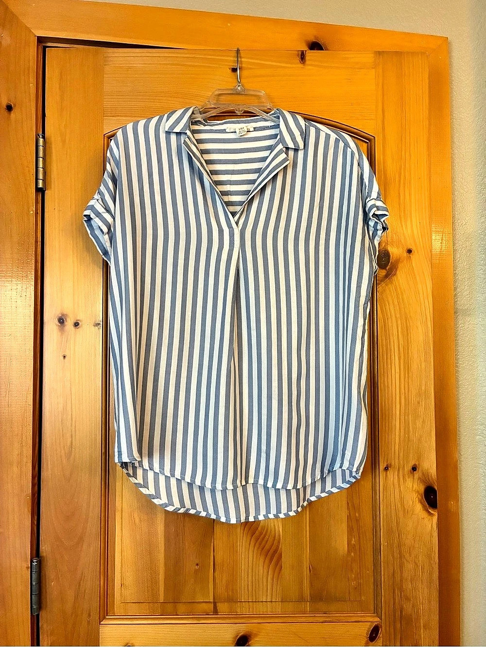 BeachLunchLounge Striped Split Front Top in Blue & White